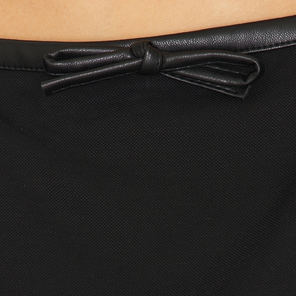 WeWoreWhat Black Leather Trim Crop Top - Picture 7 of 13
